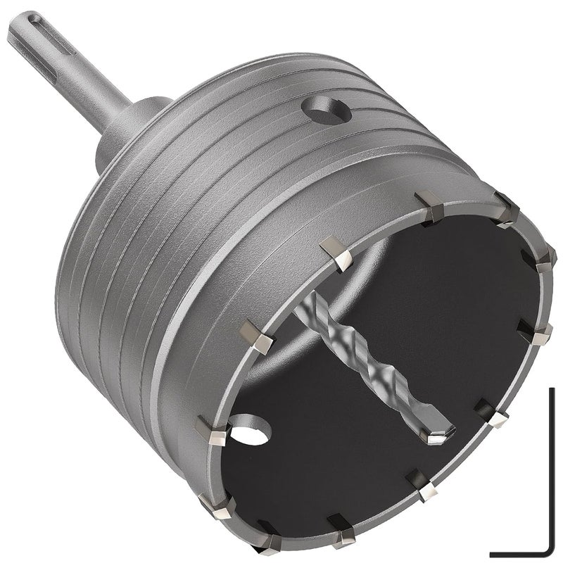 DAIMIT ㅤ Concrete Hole Saw 115mm / 4.52" with 220mm SDS Plus Shank Connecting Rod, Hole Saw Tool Set for Concrete Cement Brick Stone Wall Drilling - Image 2